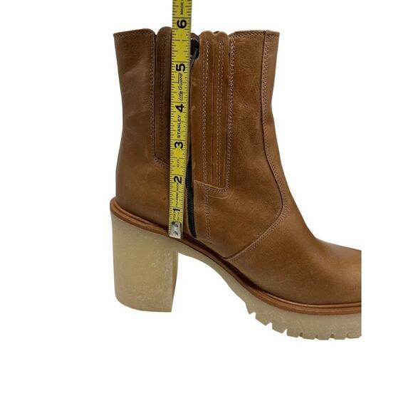 Free People James Chunky Heel Leather Chelsea Boot Brown 38.5 - Picture 6 of 8
